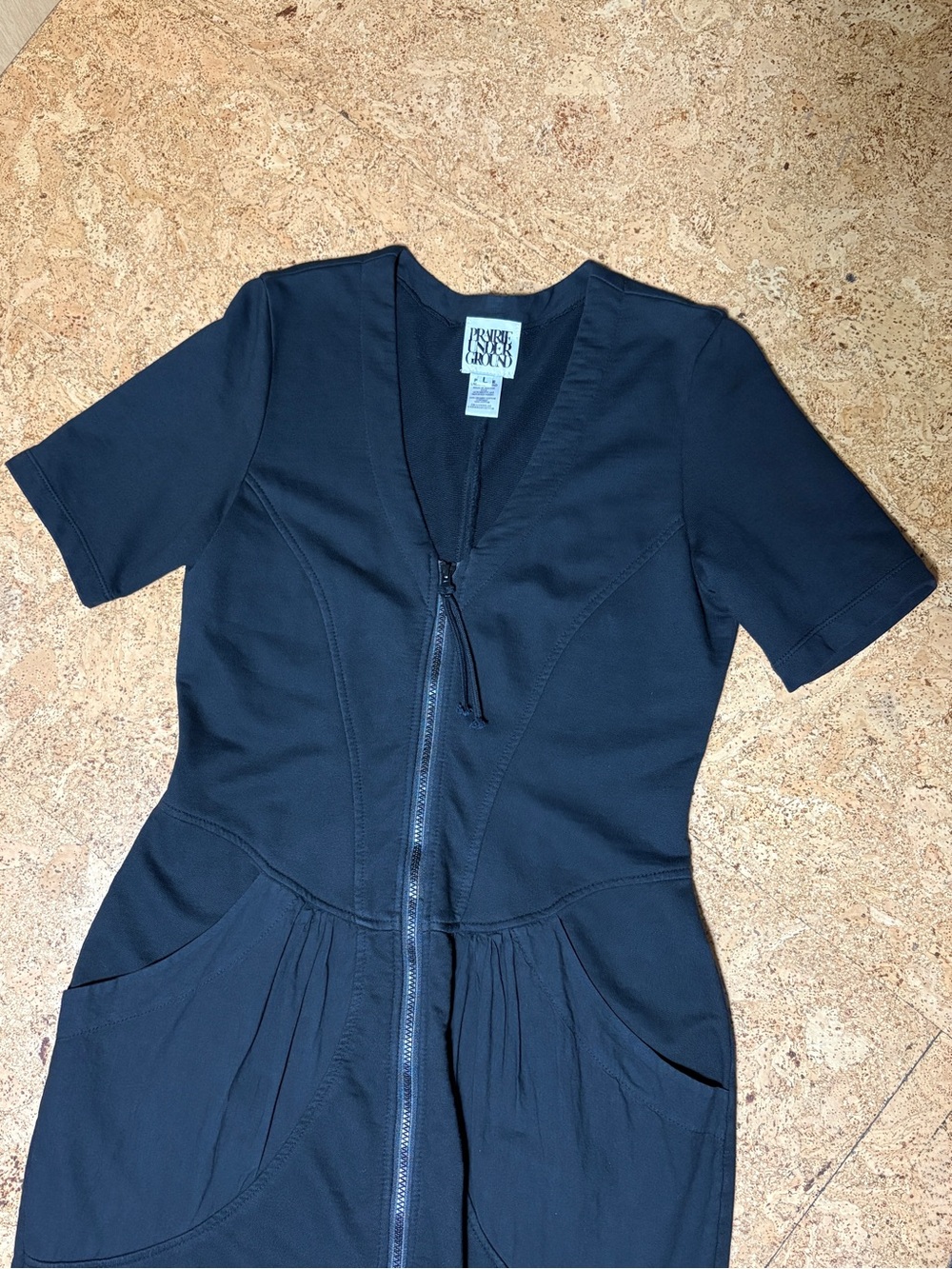 Prairie Underground Organic Cotton Zip Dress Tunic Cardigan Black Sz L - Picture 4 of 14